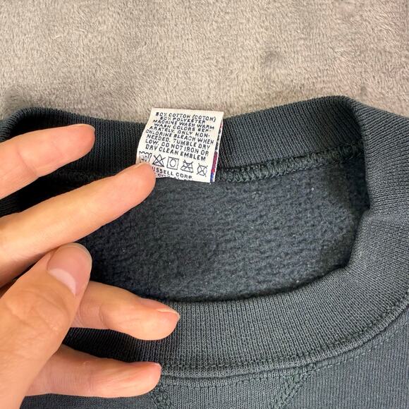 Vintage Russell Sweatshirt Mens XL Green Crewneck Fleece Pullover V Stitch - Picture 6 of 9